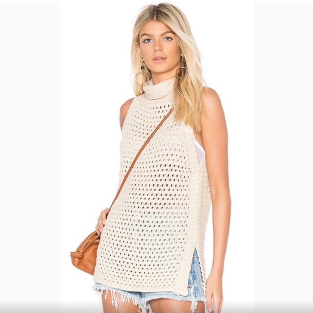 Free People Northern Lights Sleeveless Crochet Knit
Turtleneck Cream - XS